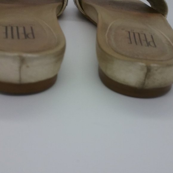 Pelle Moda Gold Leather Rhinestone Slides - Picture 6 of 12